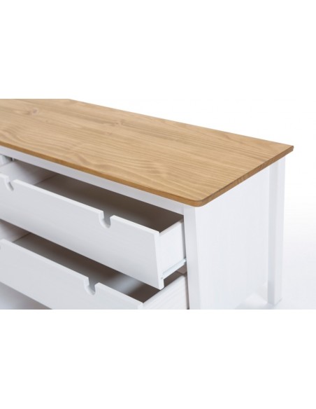 Móvel TV colonial BRUNA 158 x 49, madeira pinho branco e cera