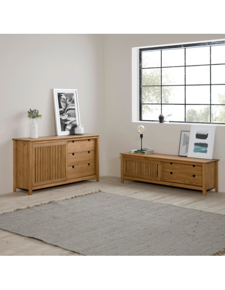 Mueble de TV colonial BRUNA 158 x 49, madera pino encerado