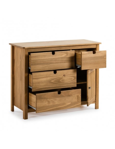 Cómoda colonial BRUNA 100 x 80, madera de pino encerado