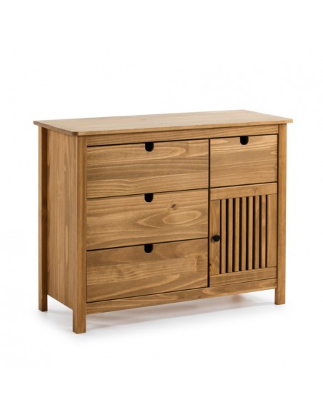 Cómoda colonial BRUNA 100 x 80, madera de pino encerado
