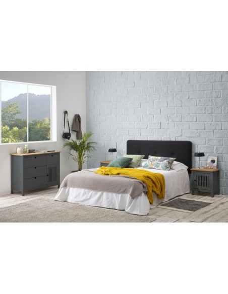 Cómoda colonial BRUNA 100 x 80, madeira de pinho encerada e cinza antracite