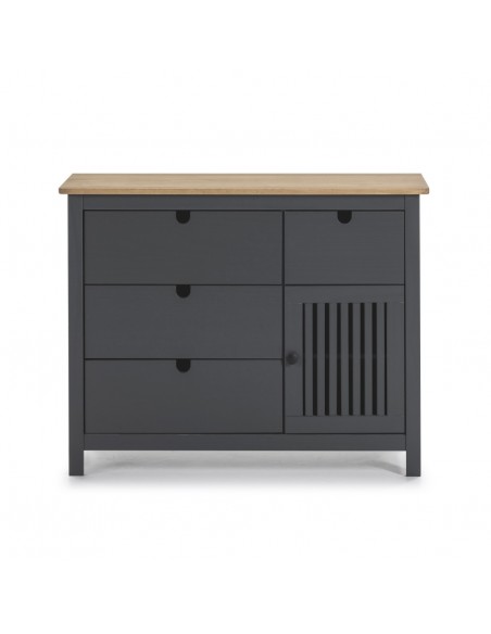 Cómoda colonial BRUNA 100 x 80, madera pino encerada y gris antracita