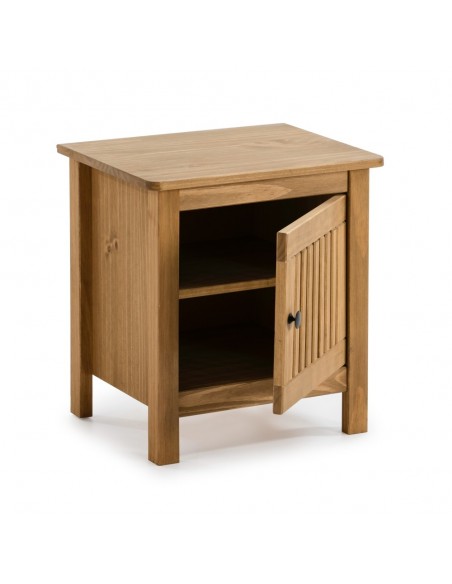 Mesita de noche colonial BRUNA 46 x 49, madera de pino encerado