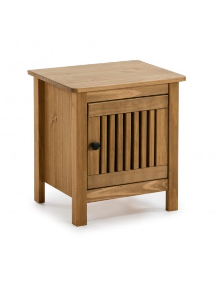 Mesita de noche colonial BRUNA 46 x 49, madera de pino encerado