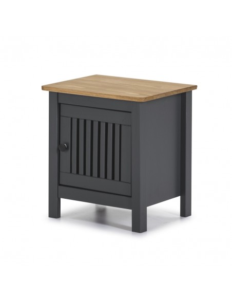 Mesita de noche colonial BRUNA 46 x 49, madera de pino encerado y gris antracita