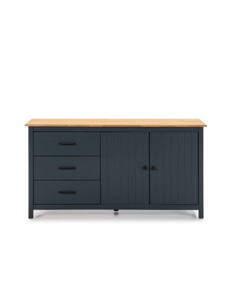 Aparador mediterráneo MIRANDA 150 x 80, madera pino encerado y azul