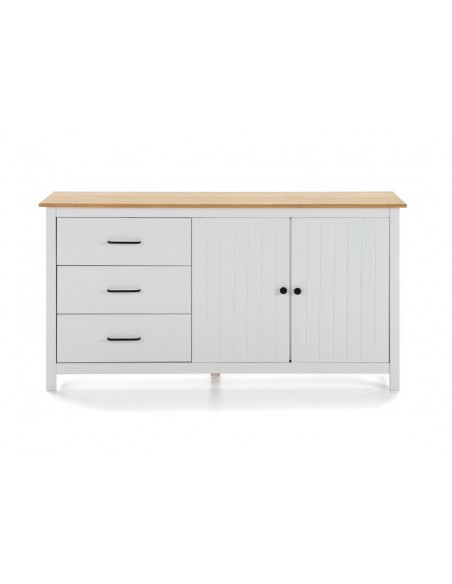 Aparador mediterráneo MIRANDA 150 x 80, madera pino encerado y blanco