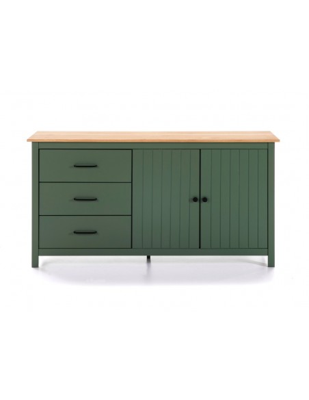 Aparador mediterráneo MIRANDA 150 x 80, madera pino encerado y verde