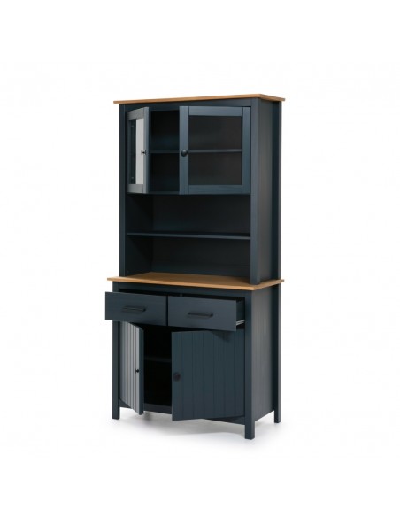 Buffet mediterráneo MIRANDA 90 x 180, madera pino encerado y azul
