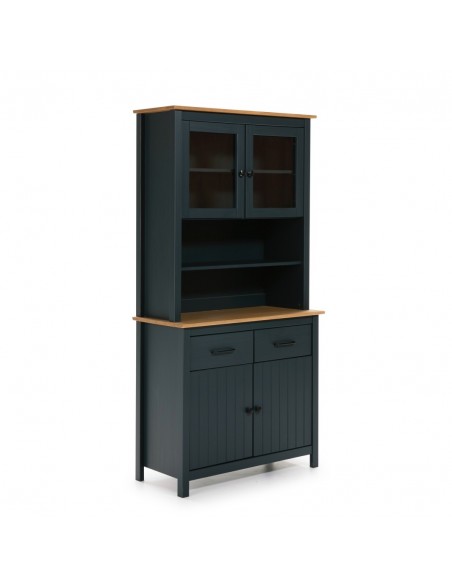 Buffet mediterráneo MIRANDA 90 x 180, madera pino encerado y azul