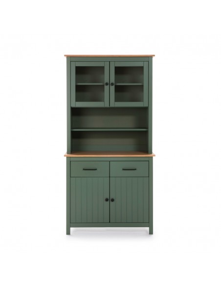 Buffet mediterráneo MIRANDA 90 x 180, madera pino encerado y verde