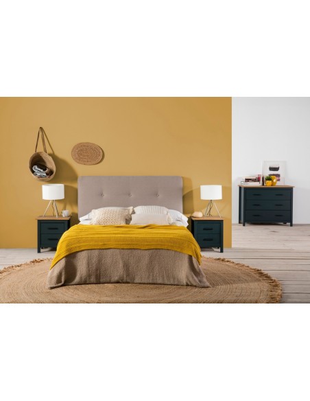 Cómoda Mediterrânica MIRANDA 100 x 80, 3 gavetas, pinho encerado e azul