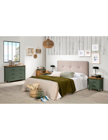 Cómoda mediterránea MIRANDA 100 x 80, 3 cajones, pino encerado y verde