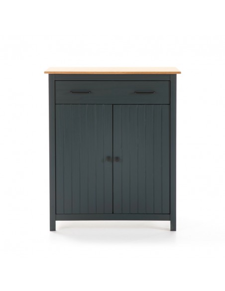 Mueble auxiliar mediterráneo MIRANDA 90 x 110, madera pino encerada y azul