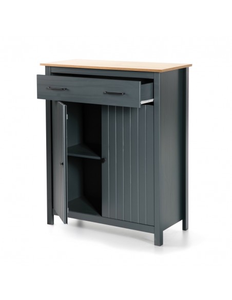 Mueble auxiliar mediterráneo MIRANDA 90 x 110, madera pino encerada y azul