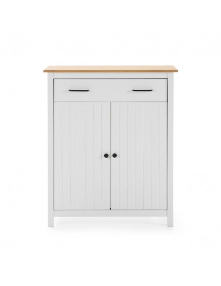 Mueble auxiliar mediterráneo MIRANDA 90 x 110, madera pino encerada y blanco