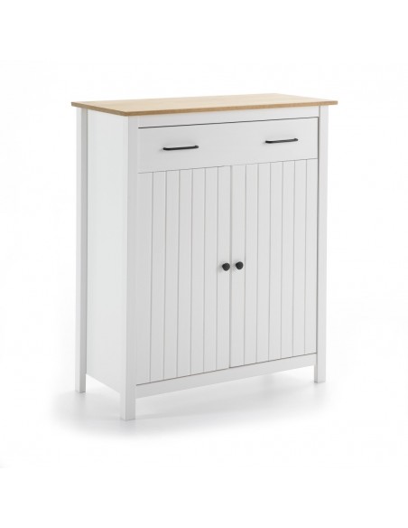 Móvel auxiliar MIRANDA Mediterrâneo 90 x 110, madeira de pinho encerado e branco