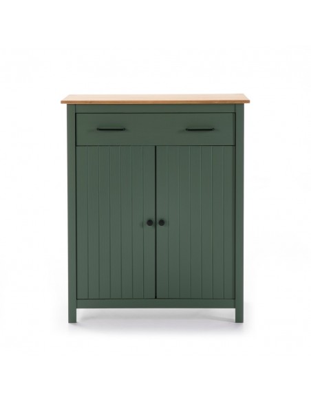 Móvel auxiliar MIRANDA Mediterrâneo 90 x 110, madeira de pinho encerado e verde