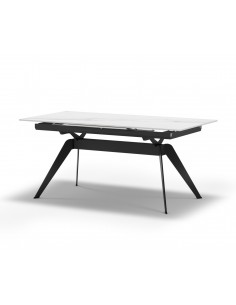 MESA EXTENSIBLE LULA 160/220 X 90. Tapa CERÁMICA BLANCA y...
