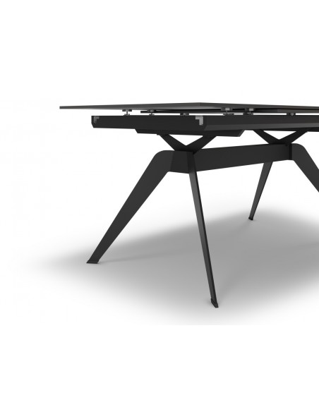 MESA EXTENSÍVEL LULA 160/220 X 90 CM, tampo CERÂMICO e pés em metal PRETO