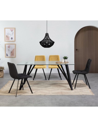 MESA DE VIDRO GAIA 160x90CM, PERNAS DE METAL...