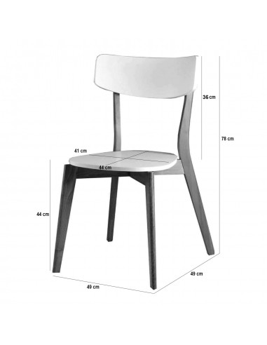 Cadeira nórdica AVA, cor branco/carvalho.