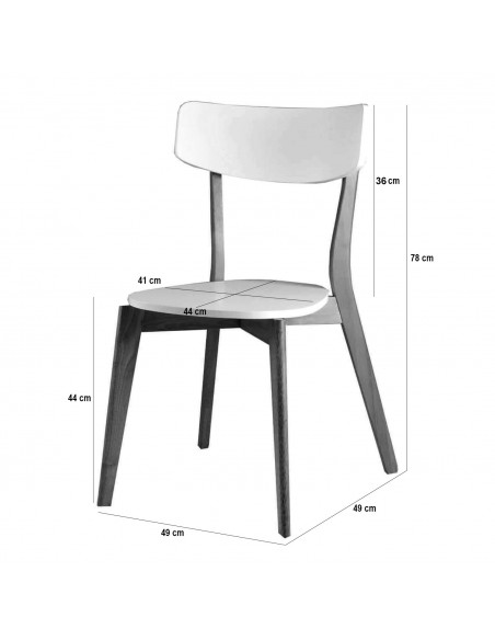 Silla nórdica AVA, color blanco y roble.