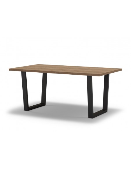 Mesa de jantar FRANCESCA 180 x 100, melamina natural e metal preto