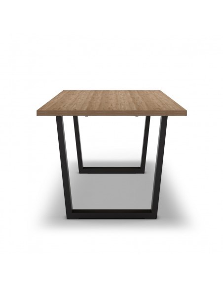 Mesa de jantar FRANCESCA 180 x 100, melamina natural e metal preto