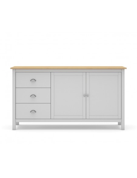 Aparador mediterrâneo MISTI 150 x 80, madeira de pinho encerada e branco