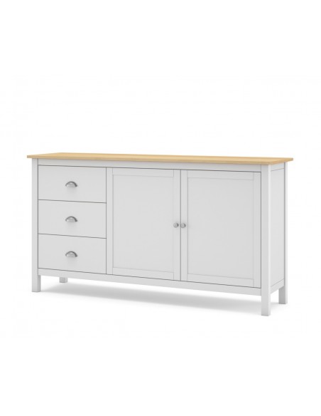 Aparador mediterráneo MISTI 150 x 80, madera pino encerado y blanco