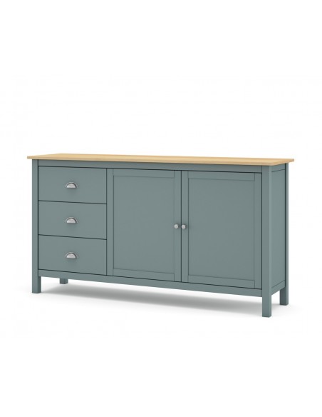 Aparador mediterrâneo MISTI 150 x 80, madeira de pinho encerada e verde