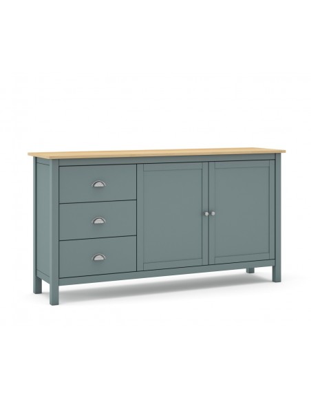 Aparador mediterráneo MISTI 150 x 80, madera pino encerado y verde