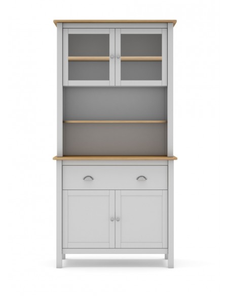 Buffet mediterráneo MISTI 90 x 180, madera pino encerado y blanco