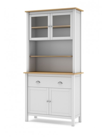 Buffet mediterrâneo MISTI 90 x 180, madeira de pinho encerado e branco