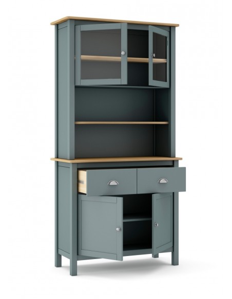 Buffet mediterrâneo MISTI 90 x 180, madeira de pinho encerado e verde