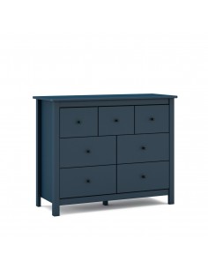 Cômoda mediterrânea MISTI 110 x 80, 7 gavetas, pinho en azul