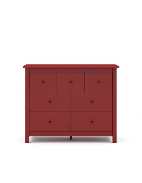 Cômoda mediterrânea MISTI 110 x 80cm, 7 gavetas, pinho en burdeos