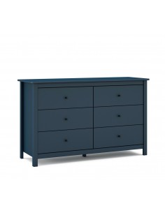 Cômoda mediterrânea MISTI 130 x 80, 6 gavetas, pinho azul