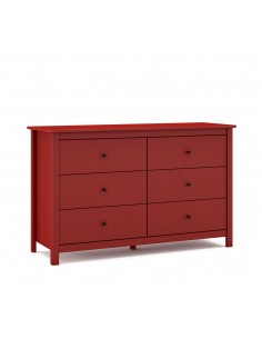 Cômoda mediterrânea MISTI 130 x 80, 6 gavetas, pinho burdeos
