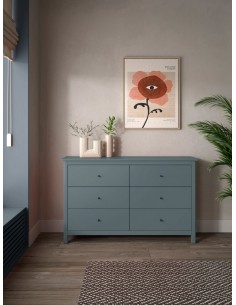 Cômoda mediterrânea MISTI 130 x 80, 6 gavetas, pinho verde 2