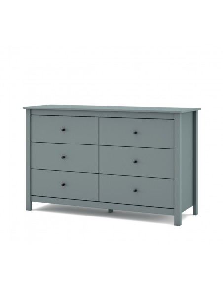 Cómoda mediterránea MISTI 130 x 80, 6 cajones, pino en verde
