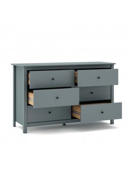 Cômoda mediterrânea MISTI 130 x 80, 6 gavetas, pinho verde