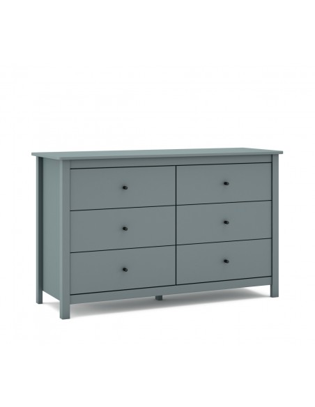 Cómoda mediterránea MISTI 130 x 80, 6 cajones, pino en verde
