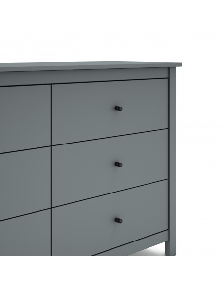 Cómoda mediterránea MISTI 130 x 80, 6 cajones, pino en verde