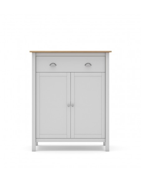 Mueble auxiliar mediterráneo MISTI 90 x 110, madera pino encerada y blanco