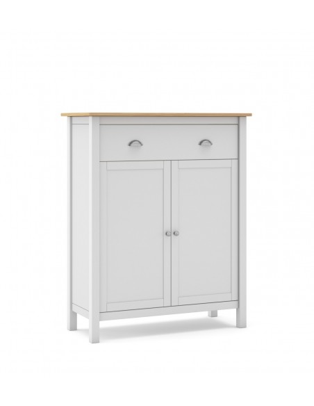 Móveis auxiliares MISTI Mediterrâneo 90 x 110, madeira de pinho encerado e branco