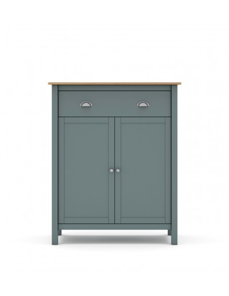 Mueble auxiliar mediterráneo MISTI 90 x 110, madera pino encerada y verde