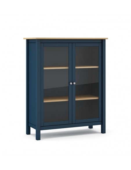 Vitrina MISTI Mediterrâneo 90 x 110, madeira de pinho encerada e azul