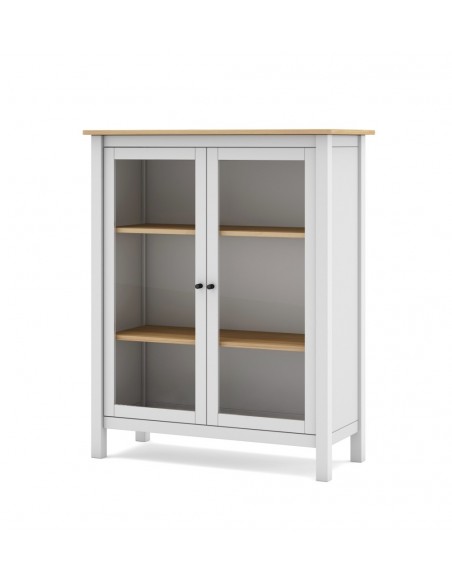 Vitrina MISTI Mediterrâneo 90 x 110, madeira de pinho encerada e branco